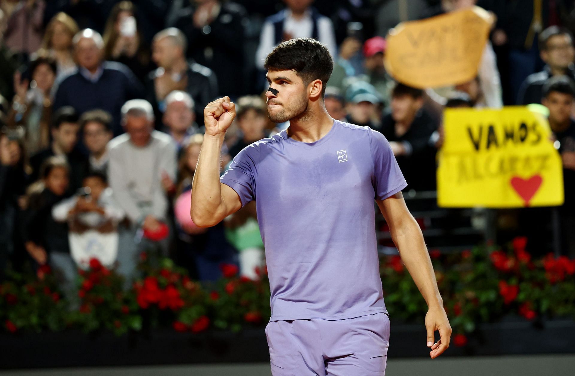 Alcaraz celebrates his win in the Italian Open - Image Source: Getty